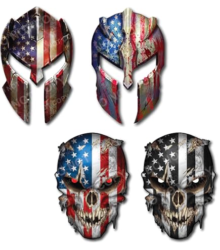 Lotto 6 Adesivi Molon Labe Stars &amp; Stripes &ndash; Casco 1776 &ndash; Nero &ndash; RFCO