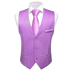 Barry.Wang Mens Purple Formal Vest Striped Casual