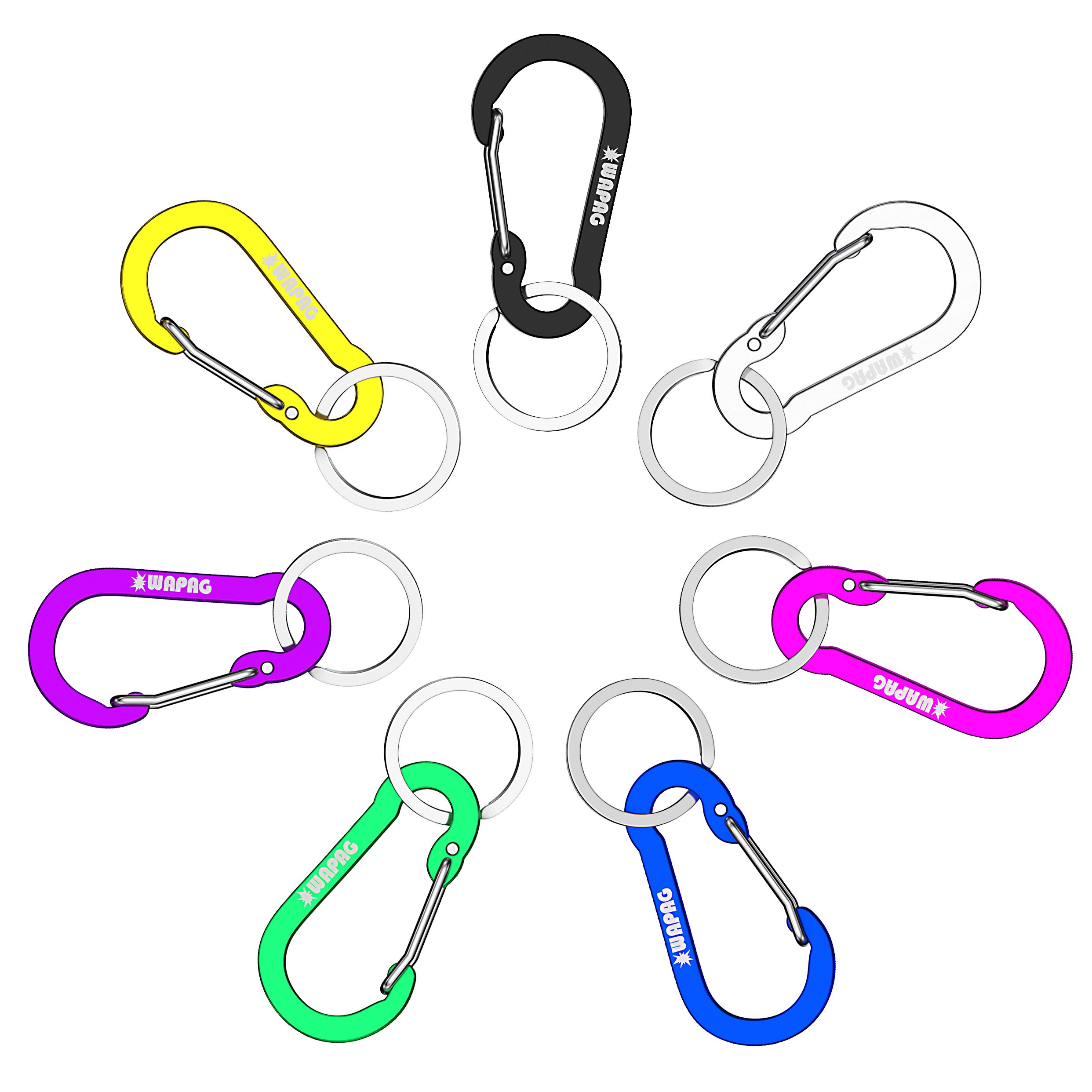 Set of 7 carabiners of colors + 7 key-doors