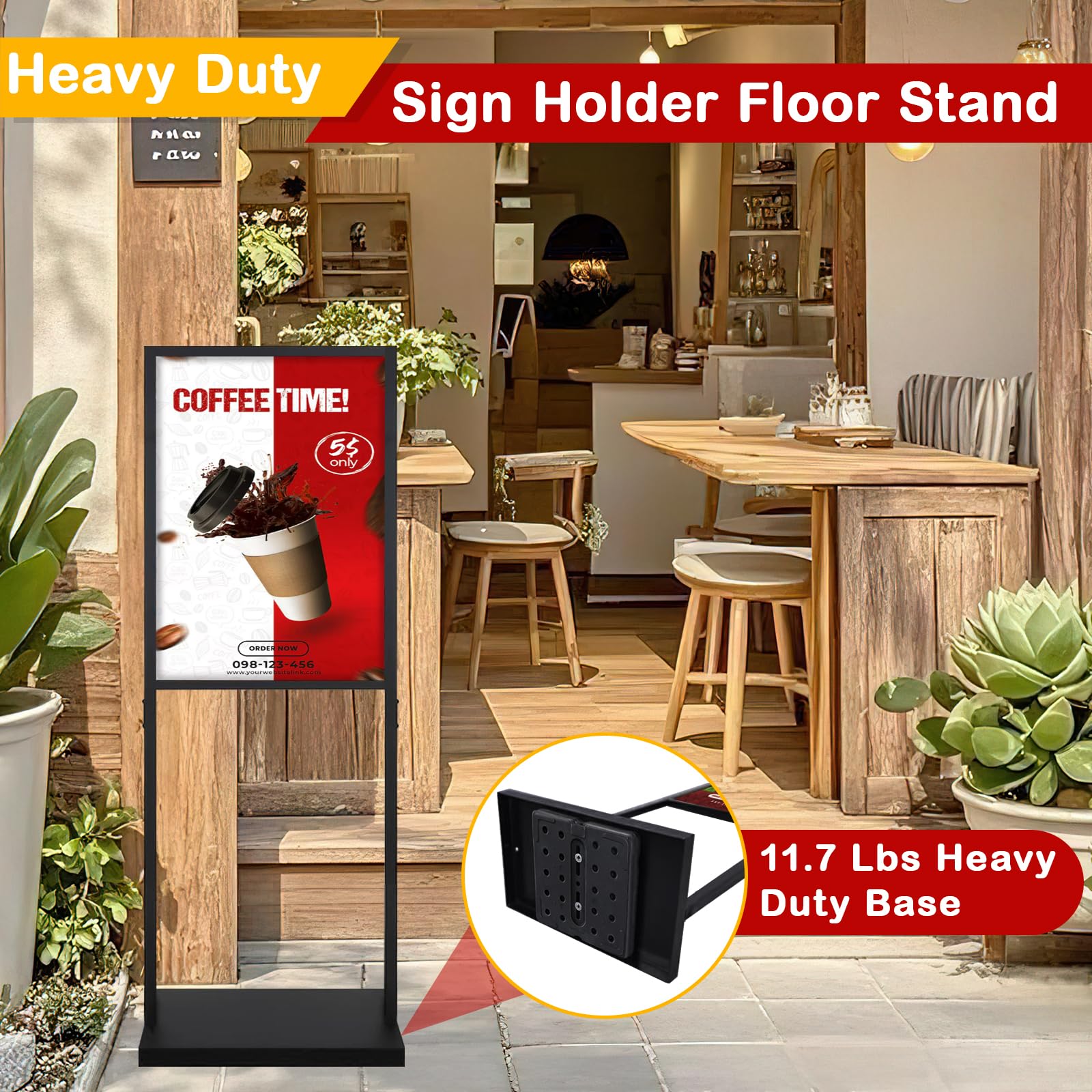 Condition photo showing New/Like New for jr-mov sign stand heavy duty - 19.6 x 27.5 inch double sided poster stand for display board foam, bl