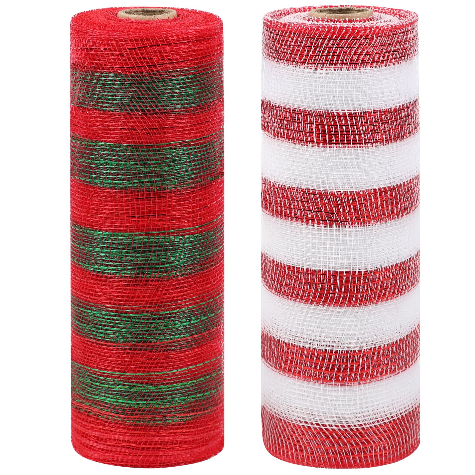 Photo 1 of 10 Inch Deco Mesh Rolls, 2 Rolls 60 Feet Christmas Mesh Ribbon for Christmas Tree Decoration, Wreaths, Swags (30 Feet Each Roll)