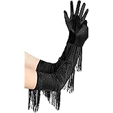 BABEYOND Long Opera Party Gloves - Vintage Satin Fringe Elbow Length Gloves 1920s Accessories for Women