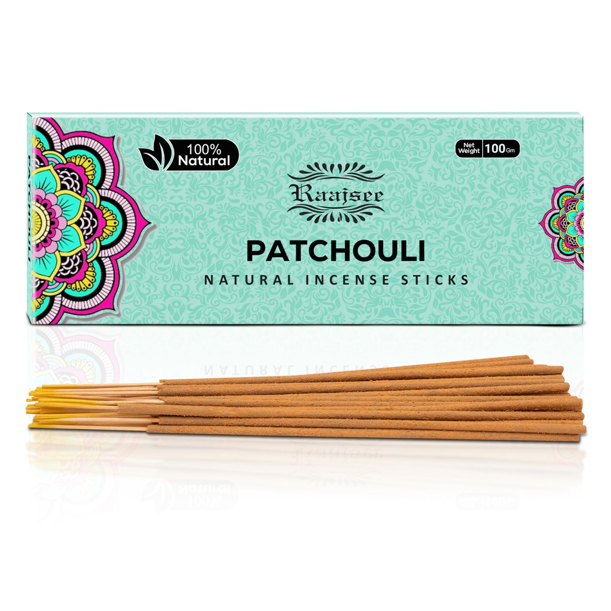 raajsee incense Sticks Patchouli 100 gm Pack-100% Pure Organic Natural Hand Rolled Free From Chemicals-Perfect For Church,Aromatherapy,Relaxation,Meditation