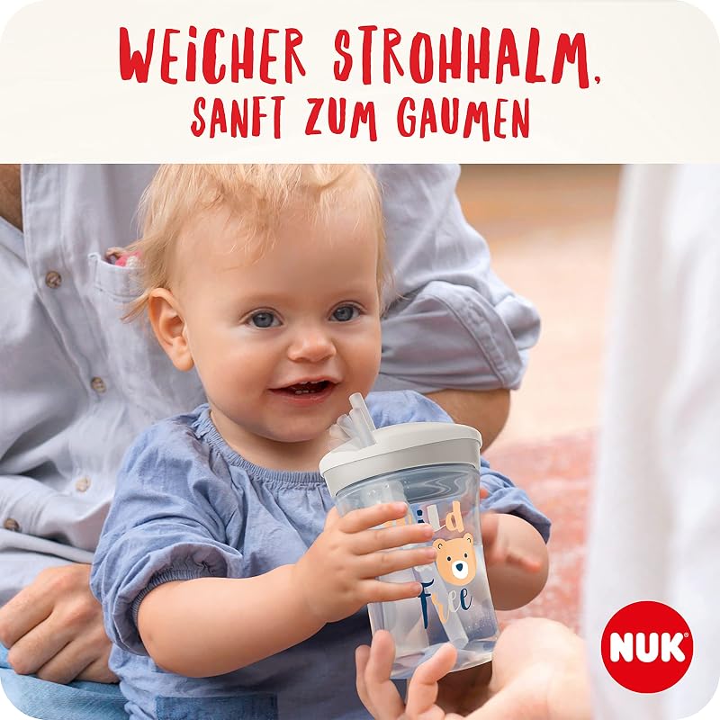 Action Cup Trinkbecher Kinder | 12+ Monate | 230 ml | Drehdeckel mit weichem Strohhalm | auslaufsicher | grüner Leopard