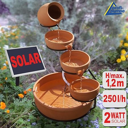 Amur Solar Brunnen Solar Springbrunnen Gartenbrunnen Zierbrunnen Solar Wasserspiel Solar Teichpumpe Gartenbrunnen Solarbrunnen Vogelbad Kaskadenbrunnen Terra 2 Solarbrunnen Mit Echten Tonschalen Amazon De Garten