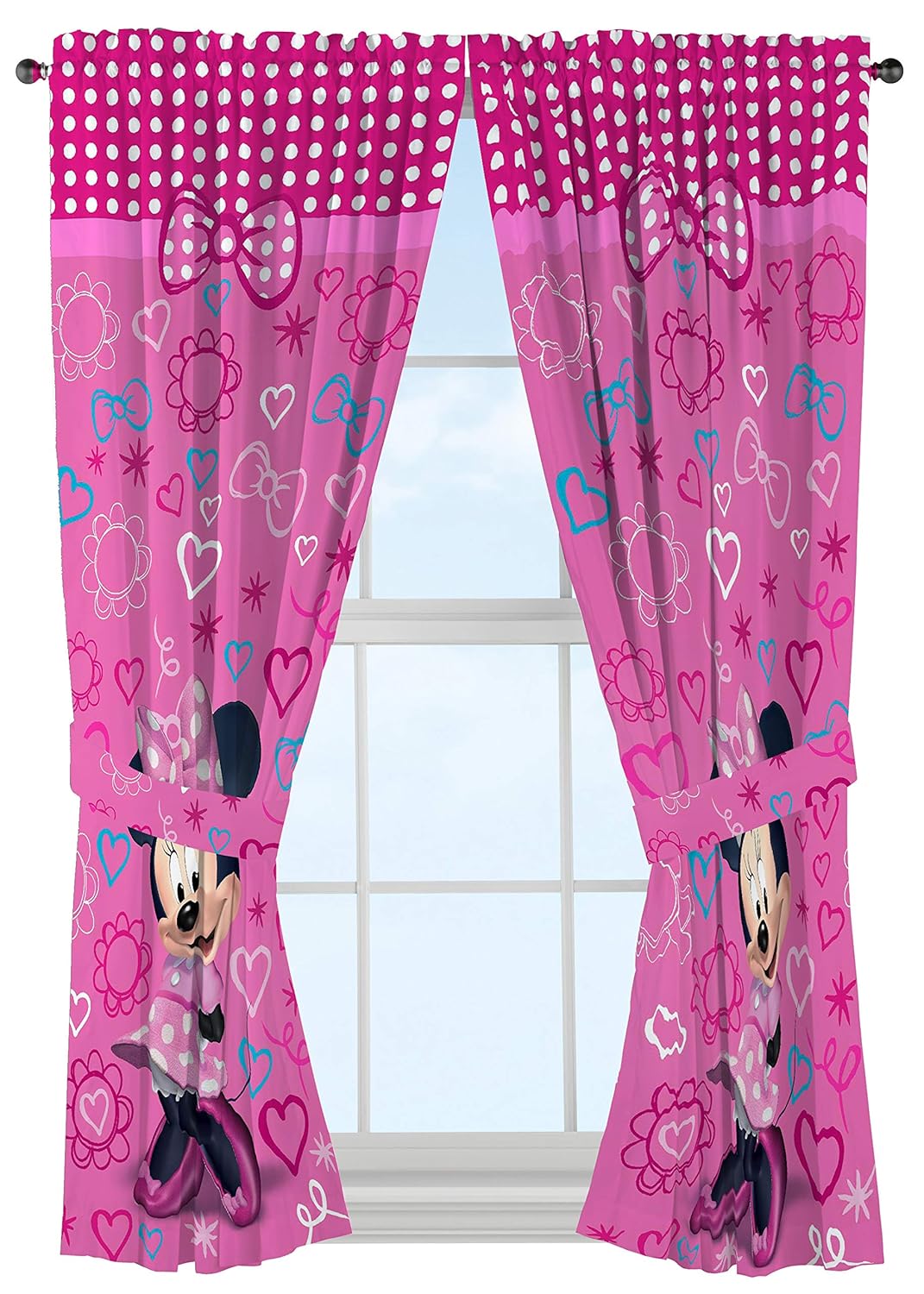 Disney Minnie Mouse Window Panels Curtains Drapes Pink Bow Tique
