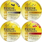 Bach RESCUE Pastilles Variety Pack Natural Stress Relief Lozenges, Homeopathic Flower Essence, Vegetarian, Gluten and Sugar-Free, 4-Pack