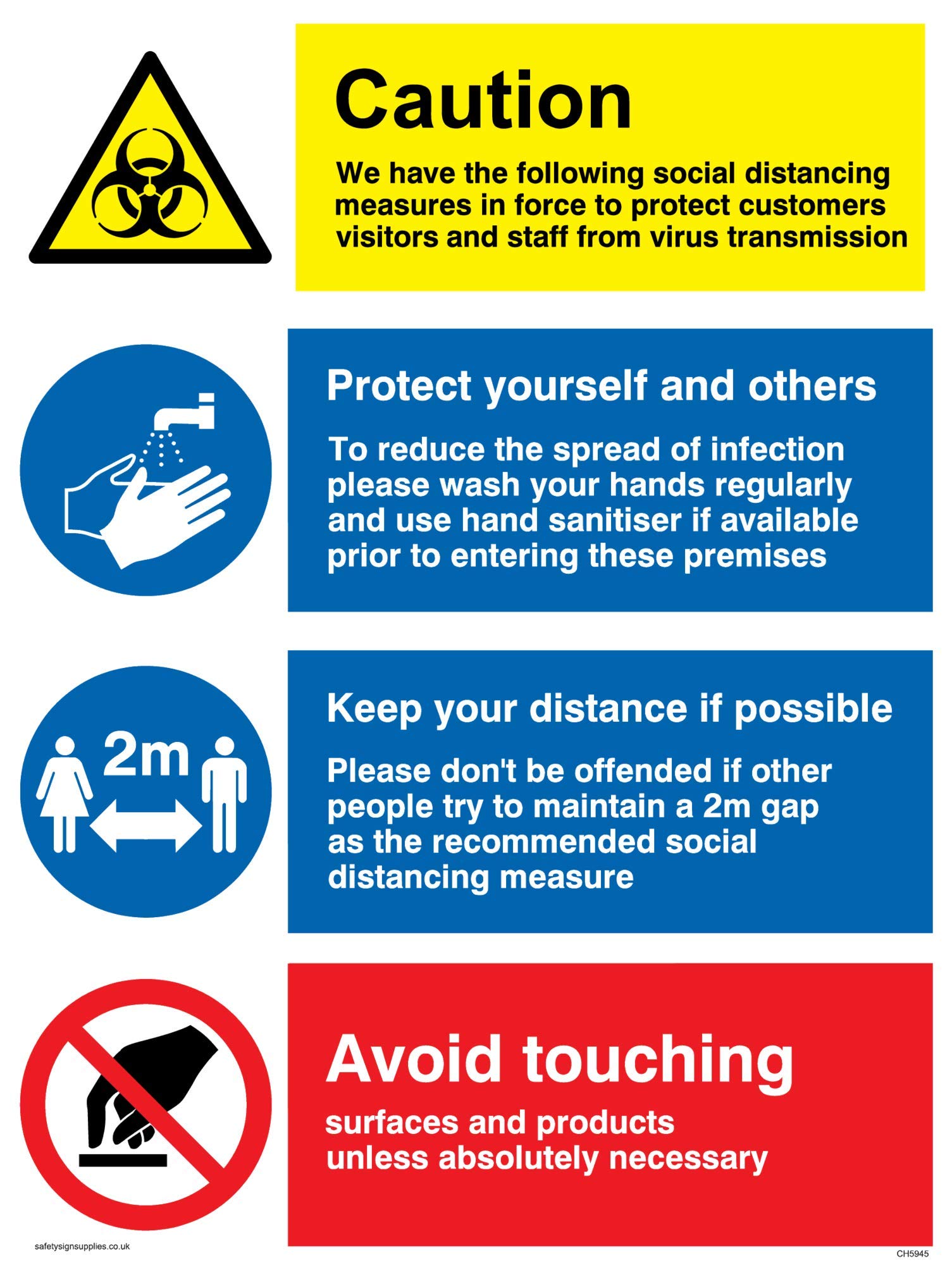 Viking Signs Social distancing measures for retail and business sign - Plastic Rigid 3mm