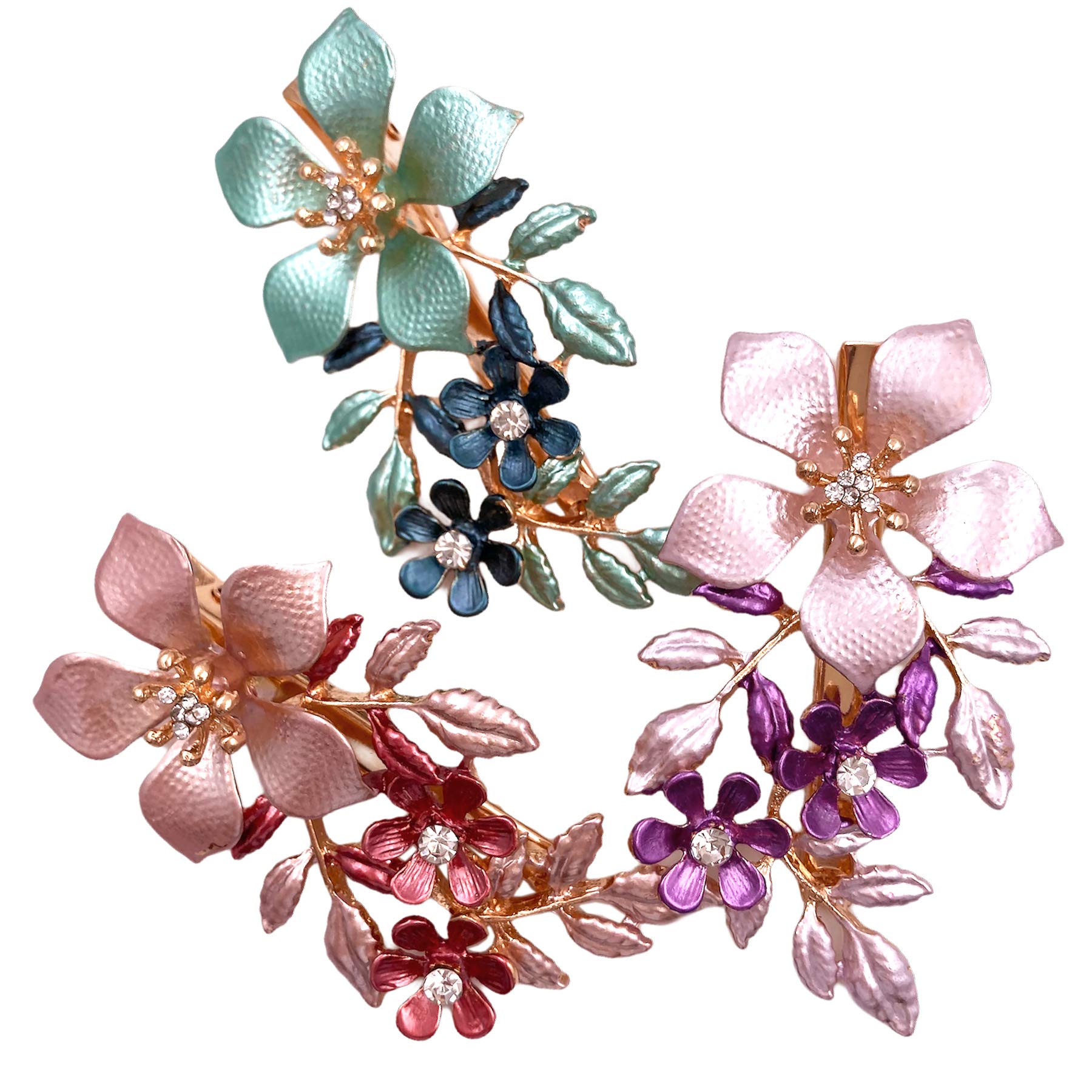 Photo 1 of 3PCS Large Flower Metal French Hair Styling Alligator Clips Accessories Women Girls