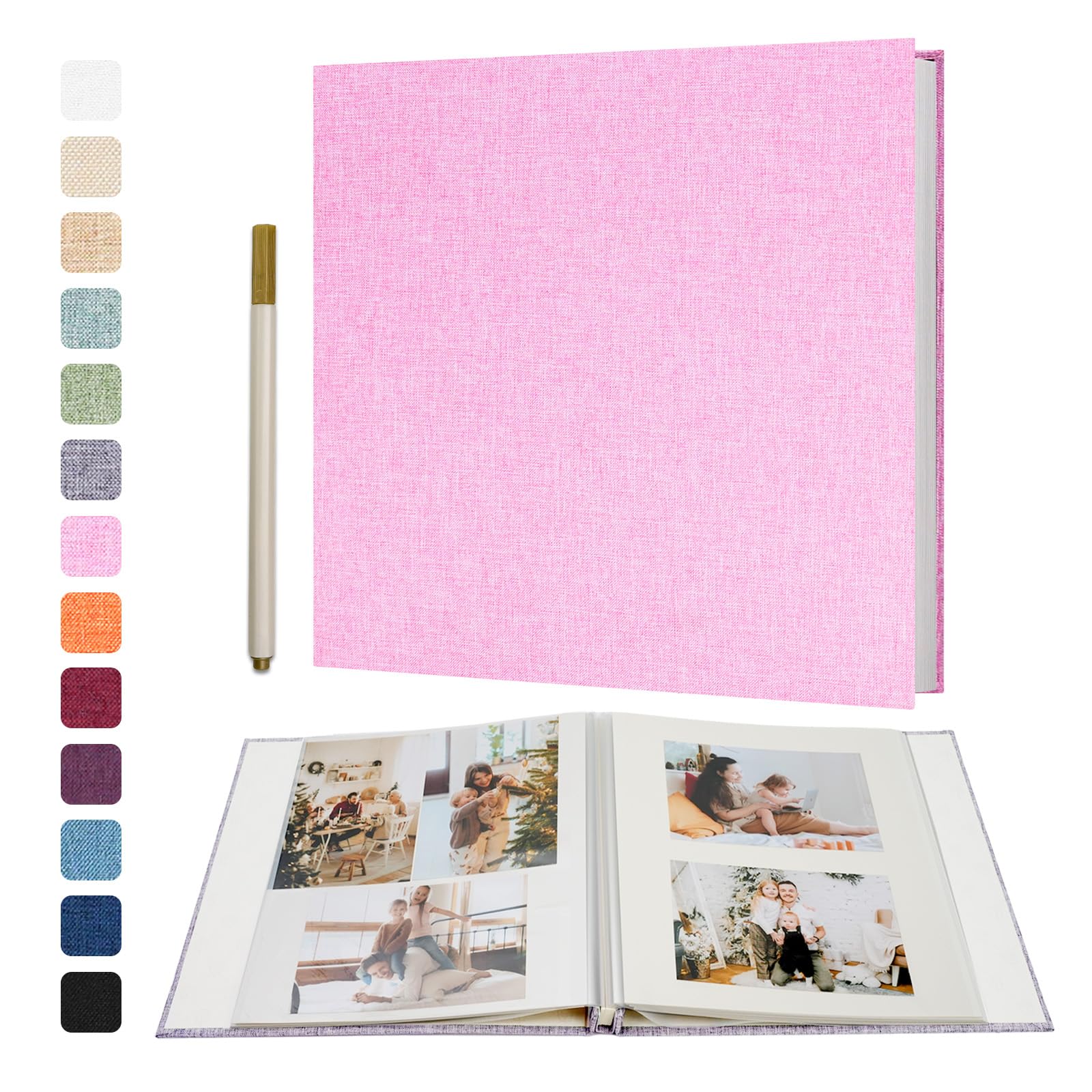 Vienrose Large Photo Album Self Adhesive for 4x6 8x10 Pictures Scrapbook Album DIY Scrap Book 40 Sticky Pages with A Metallic Pen