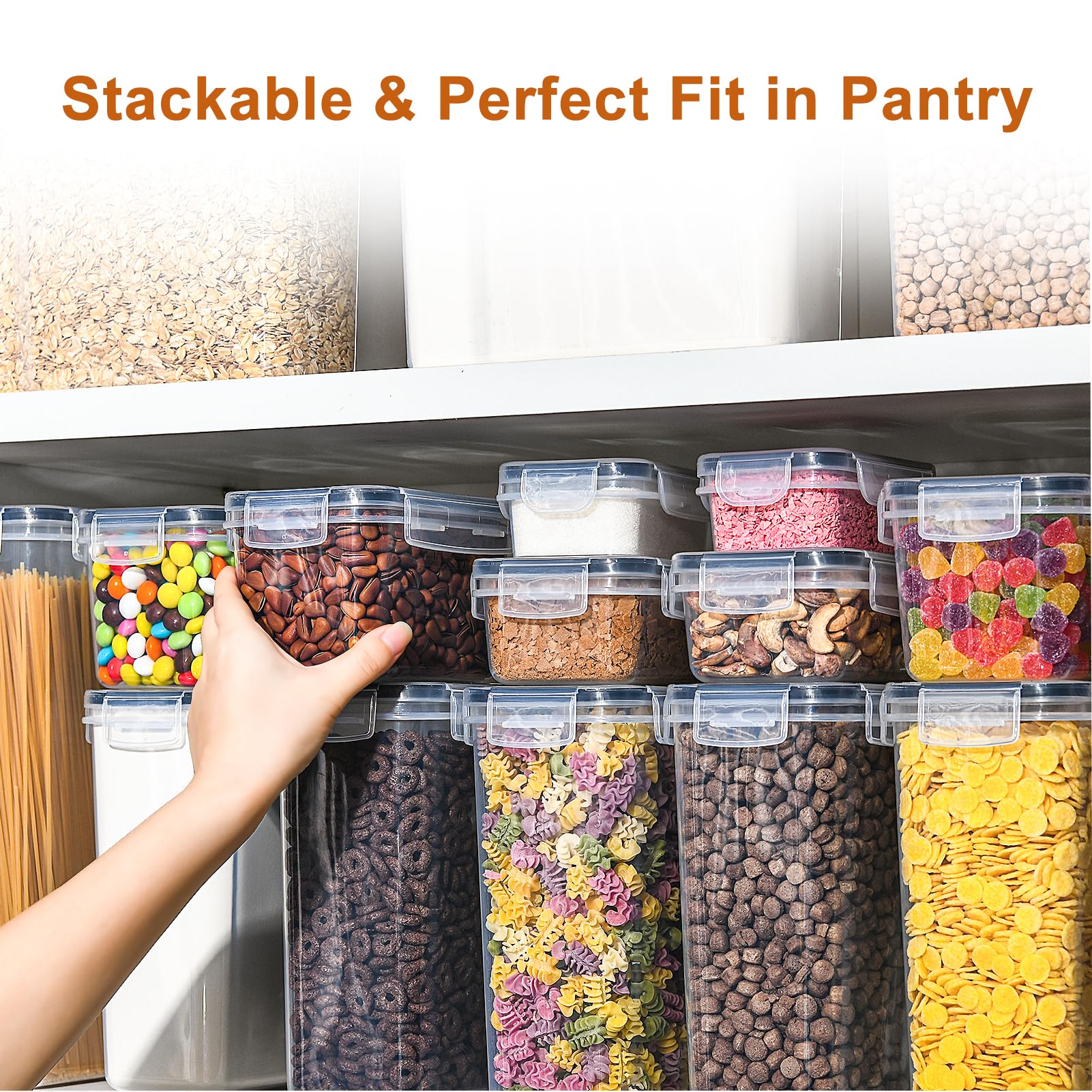GoMaihe Vorratsdosen mit Deckel Luftdicht: 32er Vorratsbehälter Set für Mehl Zucker Müsli Nudeln | Luftdicht Aufbewahrungsbox Küche für Lebensmittel Mit Stift & Etikett | BPA-frei 5