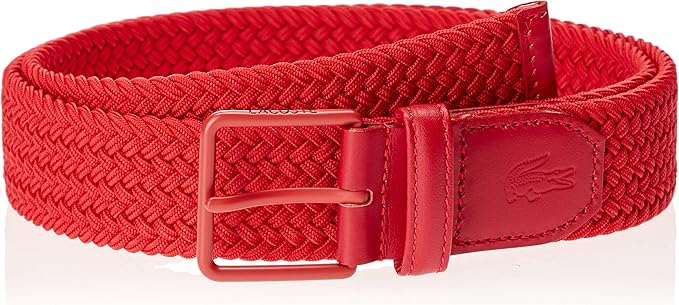 Amazon ラコステ Belt 公式 ソリッドカラーウェービングベルト メンズ レッド Eu 000 Free サイズ ベルト 通販