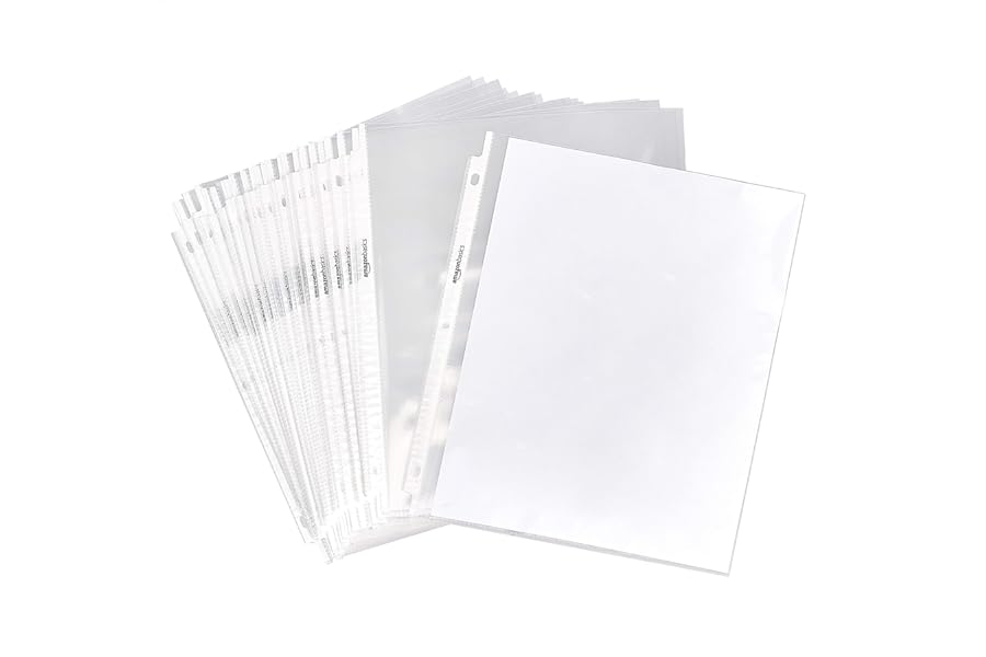 Amazon Basics Sheet Protectors for 3 Ring Binder, Heavyweight, Acid-Free, Clear Plastic Sleeves, Letter Size, 8.5 x 11 Inch, 100-Pack