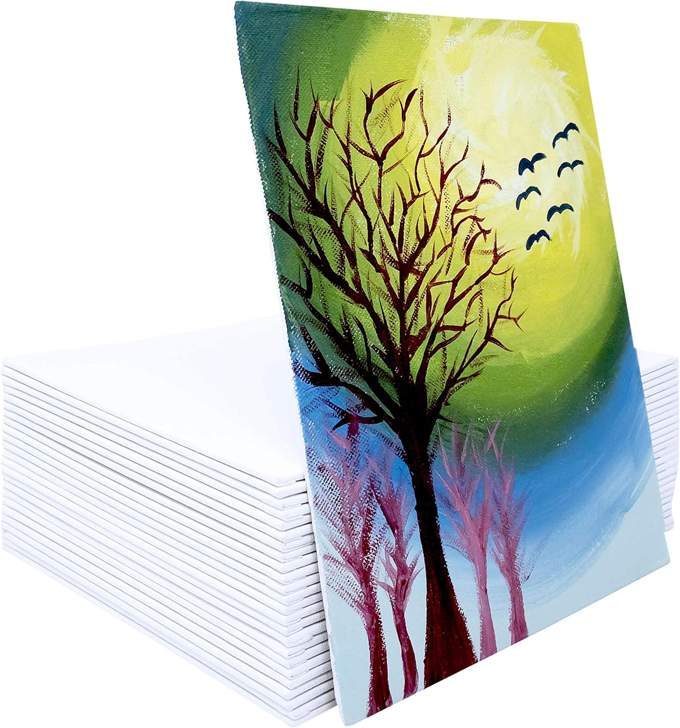 milo Canvas Panel Boards for Painting | 11x14 inches | 24 Pack of Flat Canvas Panels, Primed & Ready to Paint Art Supplies for Acrylic, Oil, Mixed Wet Media, & Pouring, Bulk Painting Party Pack