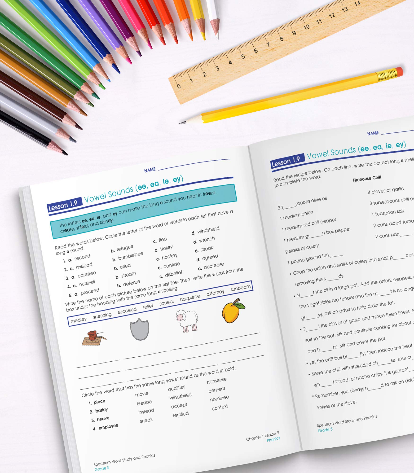 Spectrum Grade 5 Word Study and Phonics Workbooks, Ages 10 to 11, 5th Grade Word Study and Phonics, Word Families, Analogies, Acronyms, Diagraphs, and Vocabulary Builder - 176 Pages