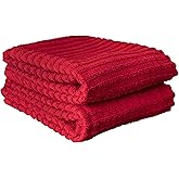 Ritz Royale Collection 100% Combed Terry Cotton, Highly Absorbent, Oversized, Kitchen Towel Set, 28" x 18", 2-Pack, Solid Paprika Red
