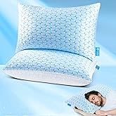 QUTOOL Firm Pillow for Sleeping – Adjustable Shredded Memory Foam, Cooling & Supportive, Ideal for Side, Back and Stomach Sleepers, Queen Size Set of 2, Washable Cover, CertiPUR-US Certified