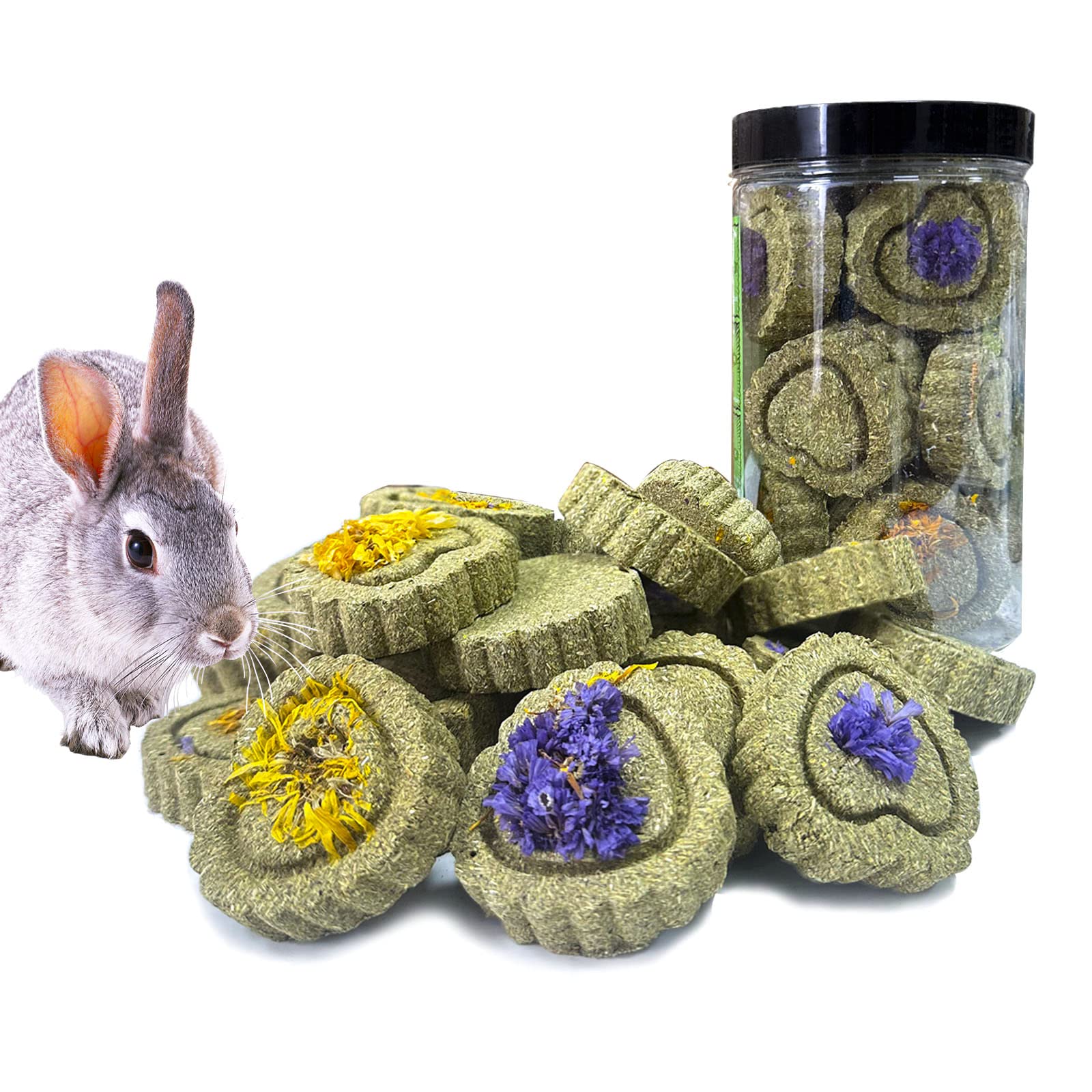 FIPASEN Rabbit Chew Toys for Teeth, 18PCS Natural Timothy Hay Chew Toy, Improve Dental Health for Bunny/Chinchilla/Guinea Pig/Hamsters/Holland Lop, Small Rodent Pet Molar Teeth Treats Toys