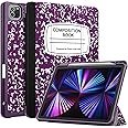 Fintie SlimShell Case for iPad Pro 11-inch (4th / 3rd Generation) 2022/2021 - Soft Flexible TPU Stand Back Cover with Pencil Holder, Also Fit iPad Pro 11" 2nd / 1st Gen, Composition Book Purple