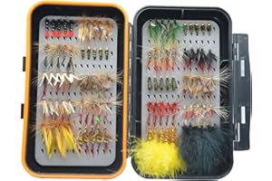 Alichino Fly Fishing Flies Kits Wet & Dry Trout Flies Sets, Fly Fishing Gear Fly Tying Materials Kit with Fly Box (100PCS Fly Fishing Flies with Black Box)