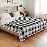 RALYSUN Electric Heated Blanket Full Size 72"x84" Microplush & Sherpa Fabric, Machine Washable 4 Heat Settings & 10 Hours Auto Off - Striped Check