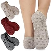 AmazingStone 3Pairs Cozy Winter Fuzzy Socks for Women With Grip Anti-Slip Fluffy Plush House Warm Ankle Socks