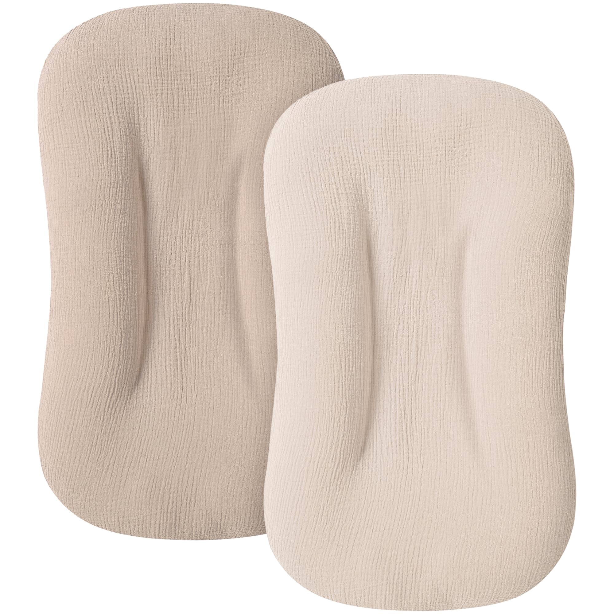 Photo 1 of MairMore Muslin Baby Cover for Newborn, Soft and Breathable 100% Cotton Lounger Slipcover Neutral, Pack of 2(Clay)
