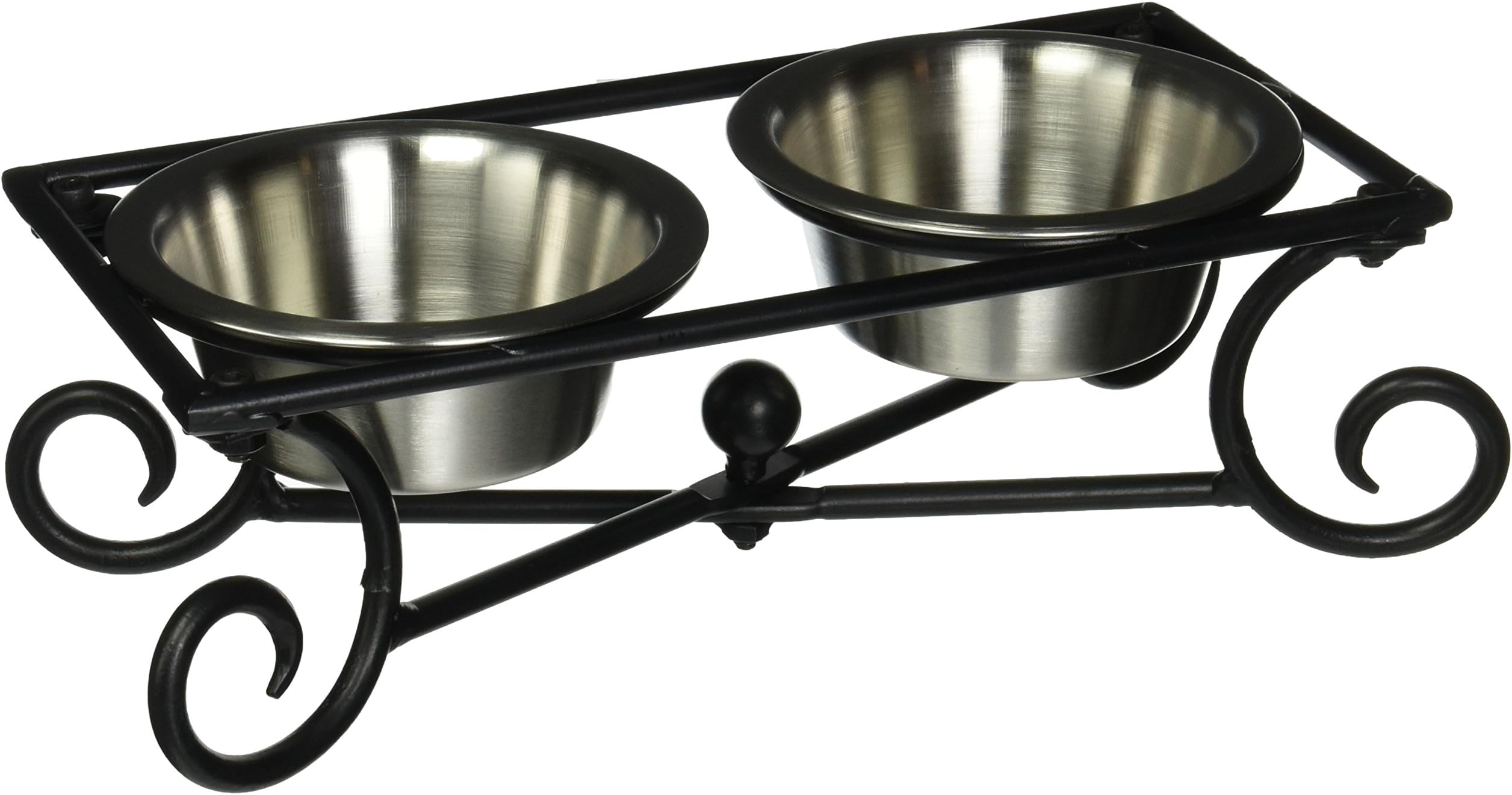 Wrought Iron Dog Diner with Two Bowls