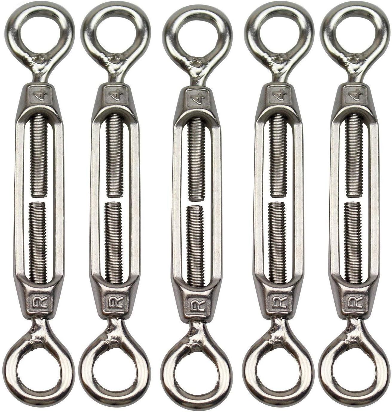 Augiimor 4PCS Eye & Eye Turnbuckle Wire Rope Tension M6 304 Stainless