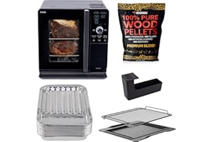 GE Profile™ Smart Indoor Pellet Smoker + Accessories Bundle, Includes Four 1lb Bag of Pellets, Pellet Strainer, 20-pack of Drip Pan Liners, and Prep Tray
