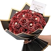 Waipfaru Red Glitter Roses Bouquet, DIY Fake Flowers Bouquet, Everlasting Shiny Artificial Rose Bouquet for Valentines, Anniversary, Engagement, Wedding, 24 Roses