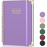 Lined Spiral Journal Notebook, A5 Hardcover Spiral Notebook for Work, 5.7''×8.2'', 100GSM Thick Paper Spiral Bound Journaling Notebooks for Women & Men Office School Note Taking Business, Purple