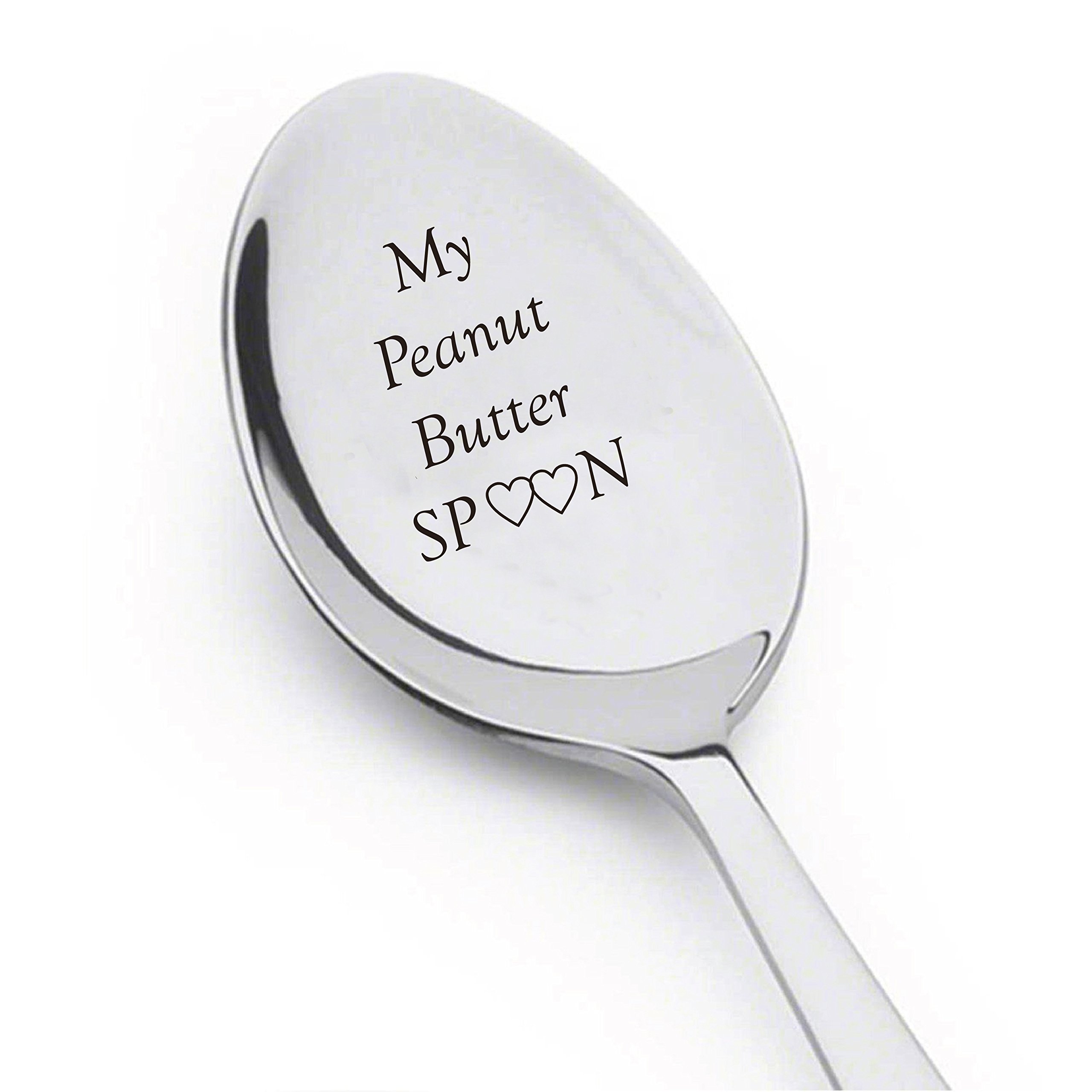 My Peanut Butter Spoon With Two Little Heart Engraved Spoon Stainless