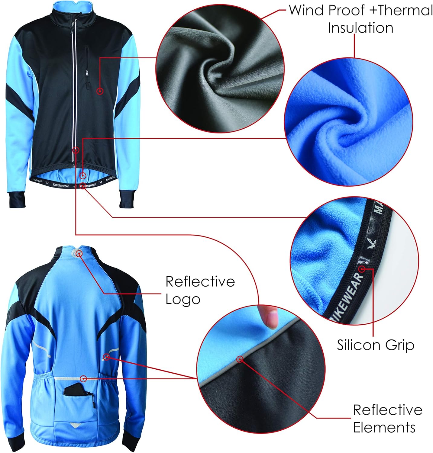 Thermal Cycling Jersey Long Sleeve Snow Water Reflective Windproof Firewall Winter Biking Jacket: Clothing