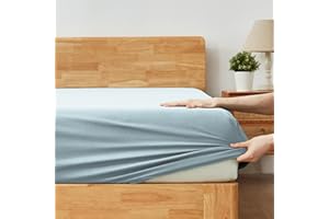 Alazuria Solid Fitted Bed Sheet, Breathable, Double Brushed, Soft Microfiber for Kids - 1800 Thread 16" Deep Pocket, 1 Piece - Twin Size, Amalfi Light Blue