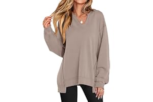 ANRABESS Women's Oversized Sweatshirts Long Sleeve Tunic Shirts V Neck Loose Pullover Tops 2025 Trendy Fall Teen Girls Outfit