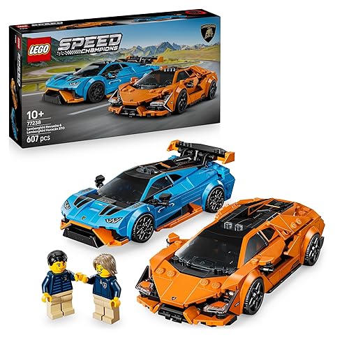 LEGO Speed Champions Lamborghini Revuelto & Huracán STO - Toy Race Cars Model Kit incl. 2 Driver Minifigures - Birthday Gift for 10+ Year Old Boys - 77238