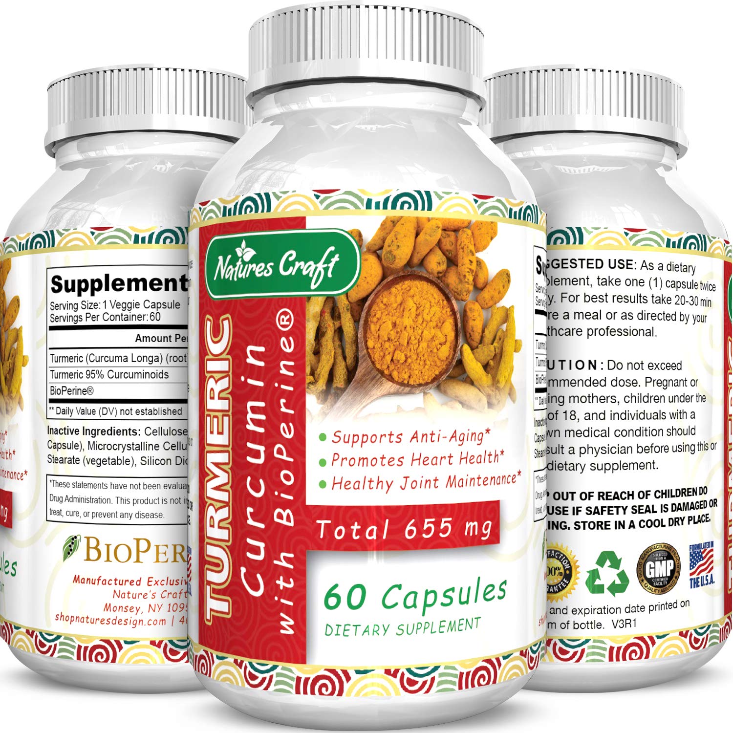 Natures Craft Pure Turmeric Curcumin with Bioprene Black Pepper Extract