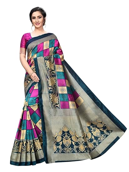 Hasti Womens Art Silk Saree With Blouse Piece
