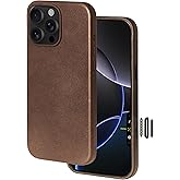 Le Pelle - Handcrafted Premium Italian Leather Case for iPhone 16 Pro - [Built-in Camera Control] - Compatible with Magsafe - Two-Tone Effect with Unique Patina Over Time - Cocoa Brown