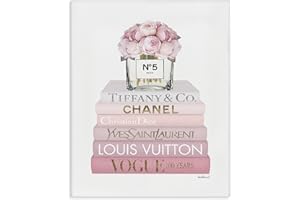 Stupell Industries Pink Rose Bouquet Bookstack, Designed by Amanda Greenwood, 24 x 30, Canvas Wall Art