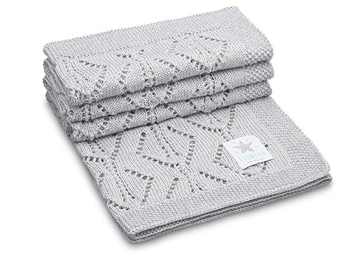 Elimeli Babydecke Wolldecke Gestrickt Kuscheldecke 100% Merino Schurwolle perfekt für Babys in Geschenkverpackungen Antialler