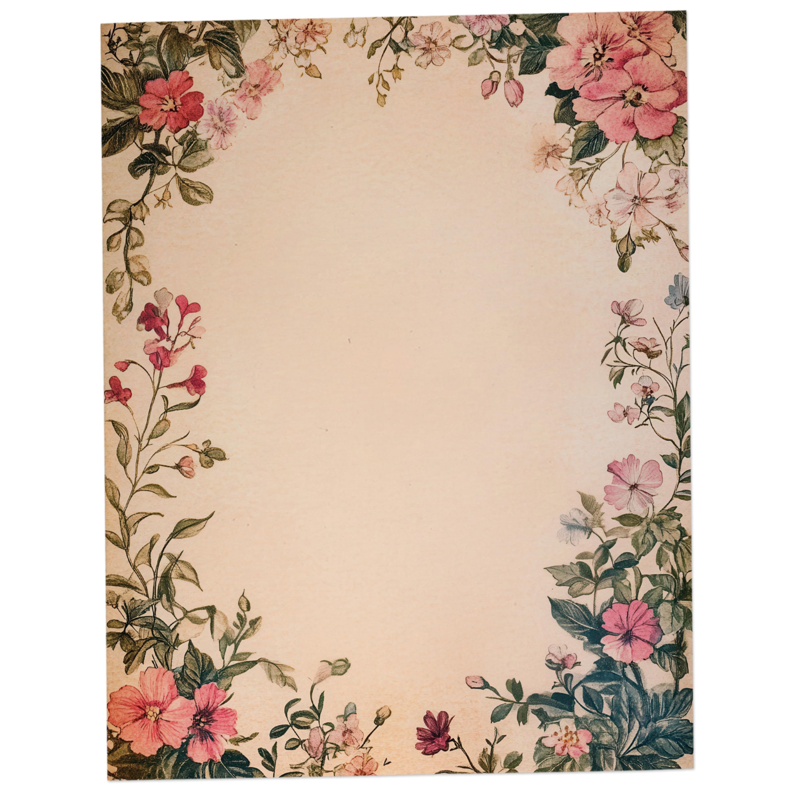 Photo 1 of Vintage Floral Border Stationary Paper - 60 Sheets Pretty Letter Paper for Inkjet/Laser Printers