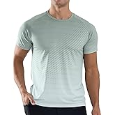 Men's Athletic Running T-Shirts Quick Dry Gym Workout Shirts Moisture Wicking Short-Sleeve Lightweight Sports Tee Tops
