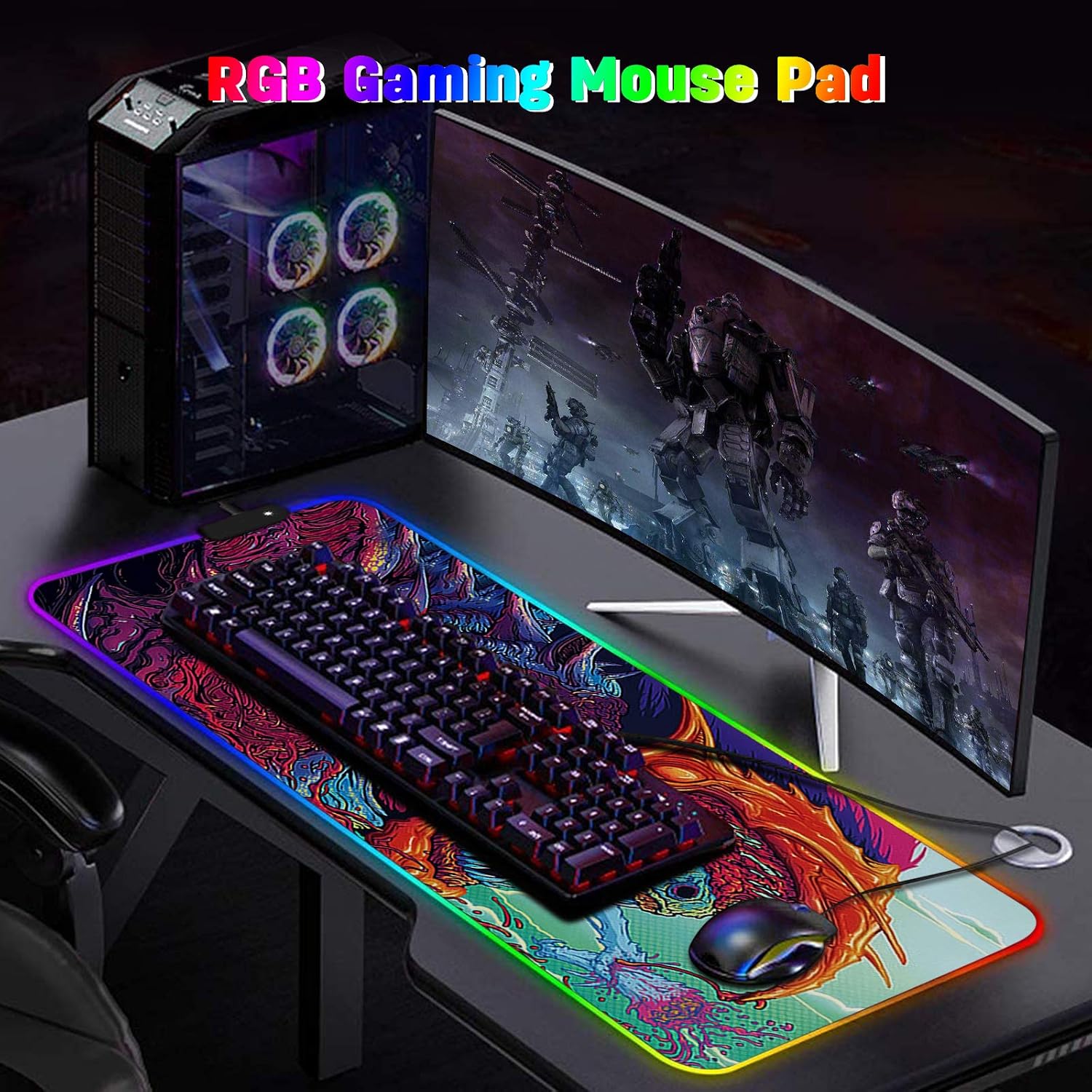DORRISO Large RGB Gaming Mouse Mat Pads 800x300x4mm Led Mousepad Soft Computer Keyboard Mice Mat for Macbook PC, Laptop - Image 3