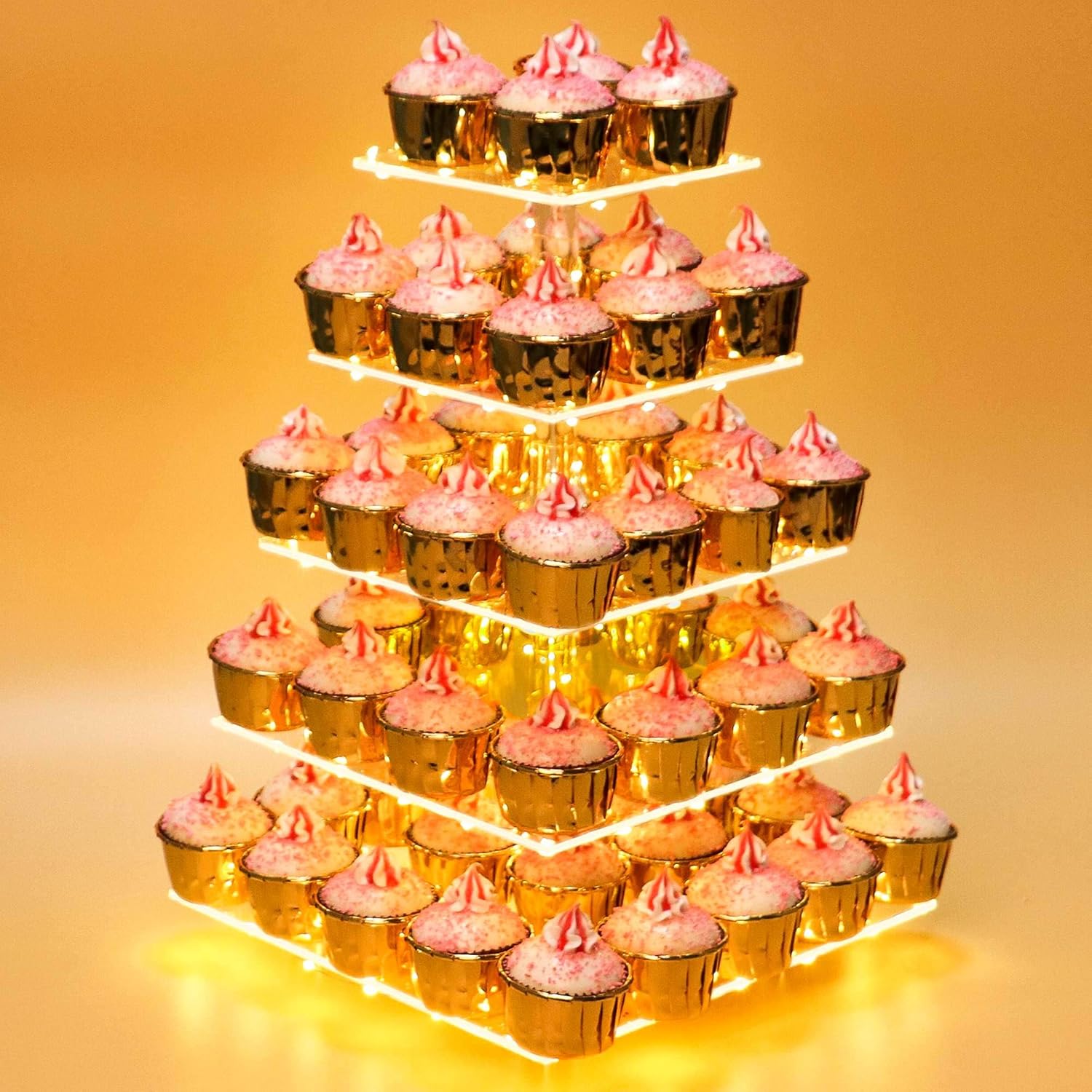 Weddingwish Acrylic Cupcake Stand with Lights, Cupcake