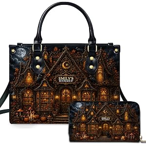 Personalized Witch Leather Bags, Halloween Purses For Women, Witch Art Bag, Spooky Halloween Purses, Holiday Gifts