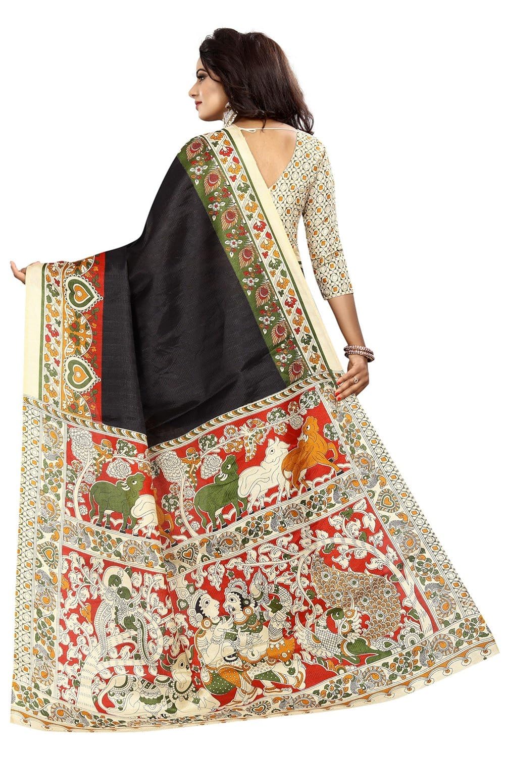 fabdiamond khadi silk saree with blouse piece(free-size)