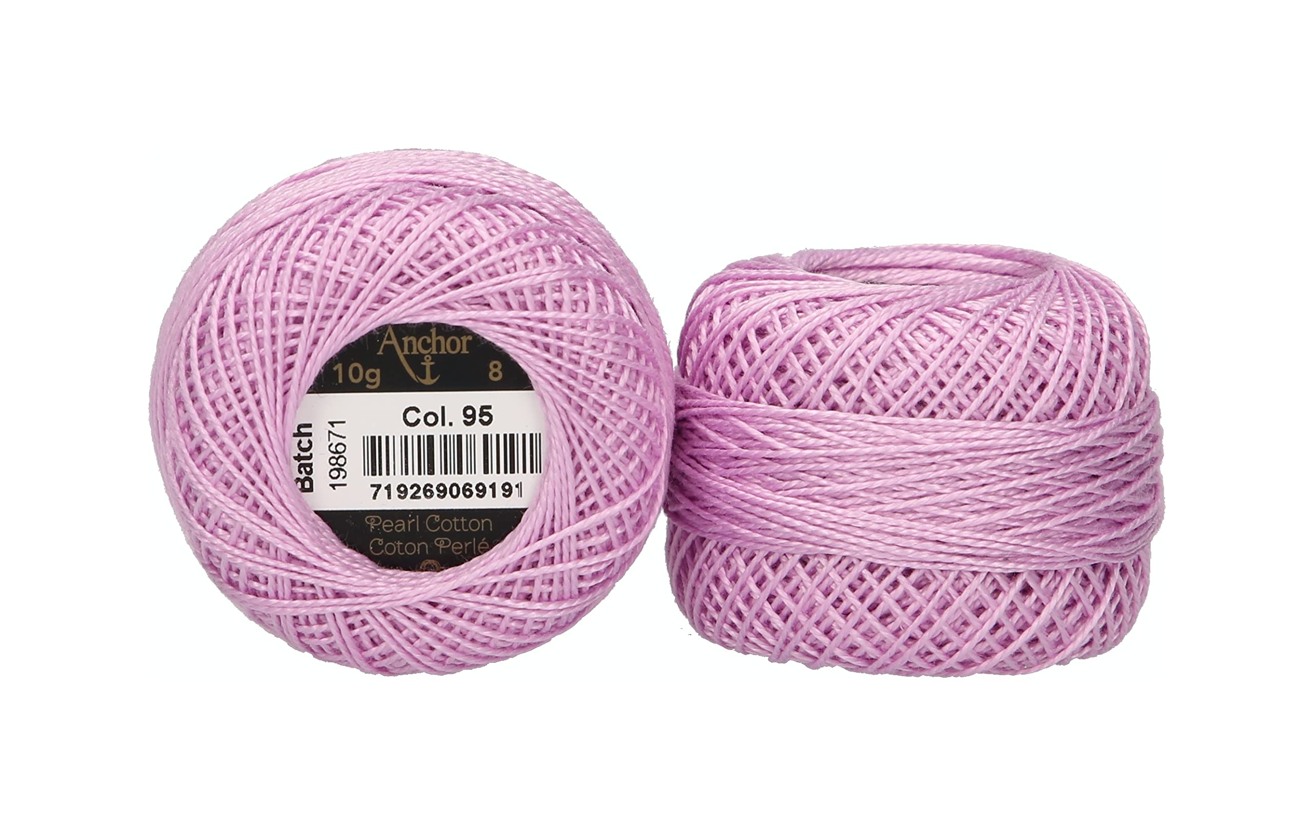 ANCHOR Pearl Yarn, Thickness: 8, Packaging: 10G, Running Length: 82M zartviolett Embroidery Threads
