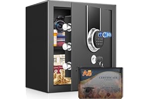 THMOSZ 2.0 Cuft Biometric Safe Box, Fireproof Safe for Home with Digital Keypad and Spare Keys, Safety Box for Money, Documents, and other Valuables